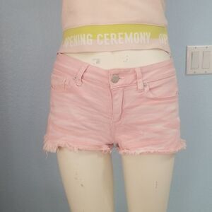Pink fringe shorts 